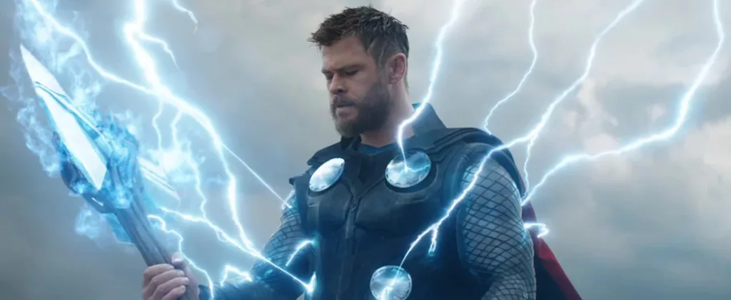 The marketing for Avengers: Endgame featured Thor (Chris Hemsworth) with this look, but his appearance was very different in the film // Credit: Disney/Marvel, 2019