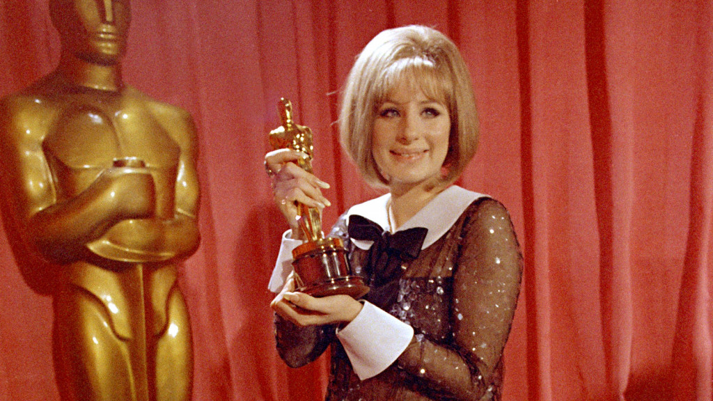 Barbra Streisand with her first Oscar in 1969