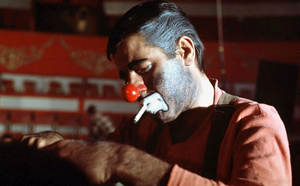 An iconic picture from the mysterious The Day The Clown Cried // Source: Jerry Lewis
