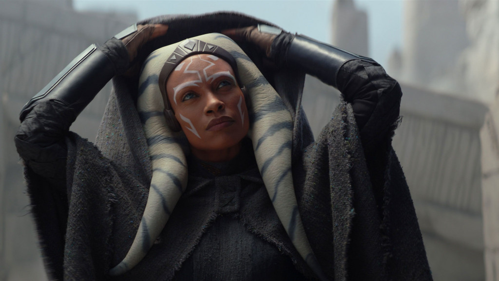 Ahsoka is played by Rosario Dawson in her live-action appearances after fan art appeared online. (Credit: Disney/Lucasfilm 2023)