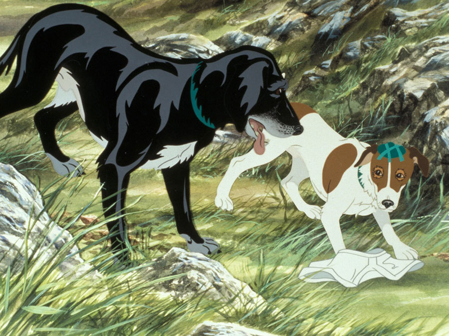 Rowf (left, voiced by Christopher Benjamin) and Snitter (right, voiced by John Hurt), the two unfortunate protagonists of The Plague Dogs // Credit: United Artists 