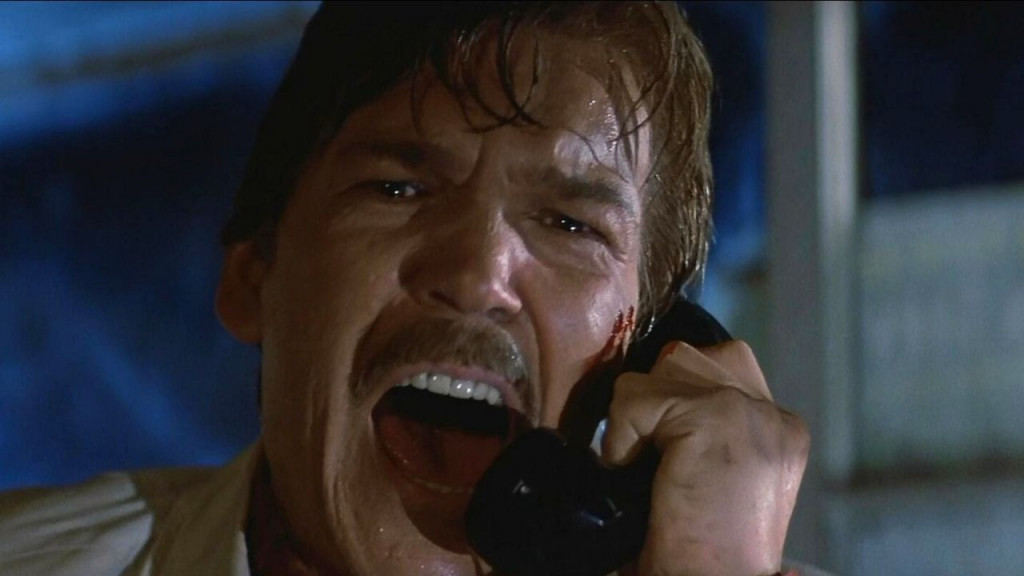 Dr. Challis screaming for Halloween to stop making Michael Myers movies // Credit: Universal Pictures