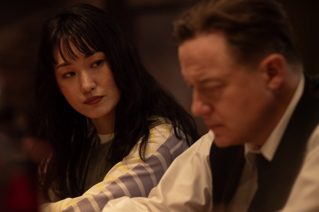 Mari Yamamoto and Brendan Fraser in RENTAL FAMILY. Photo by James Lisle/Searchlight Pictures. © 2025 Searchlight Pictures. All Rights Reserved.